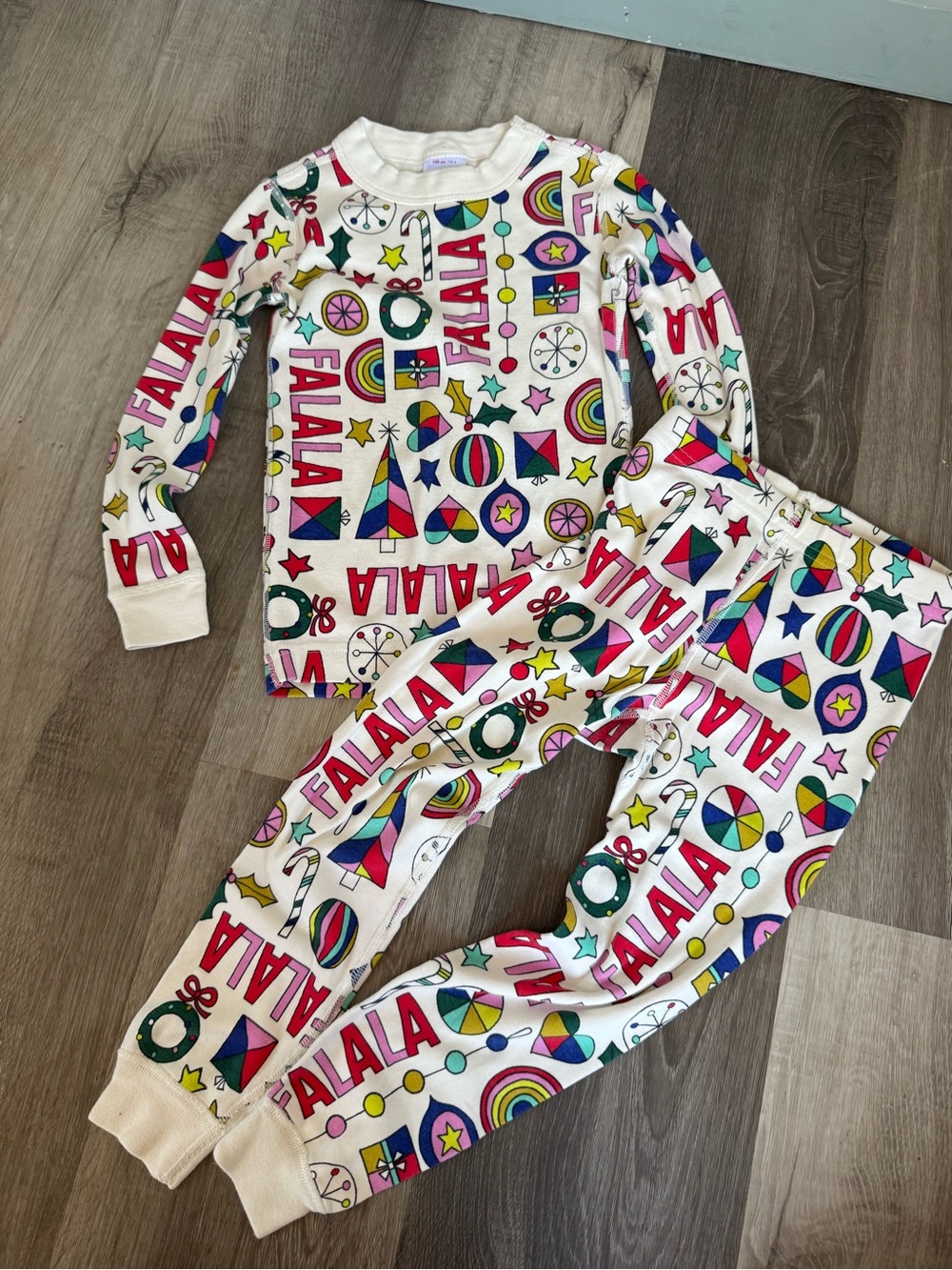 Hanna Andersson Girls Christmas Falala Pajamas PJs Set Size 4